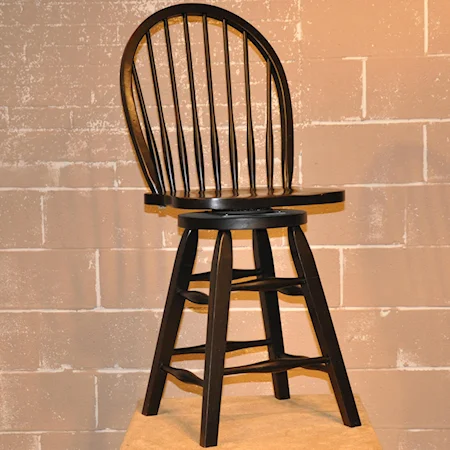 30" Black Bow Back Bar Stool